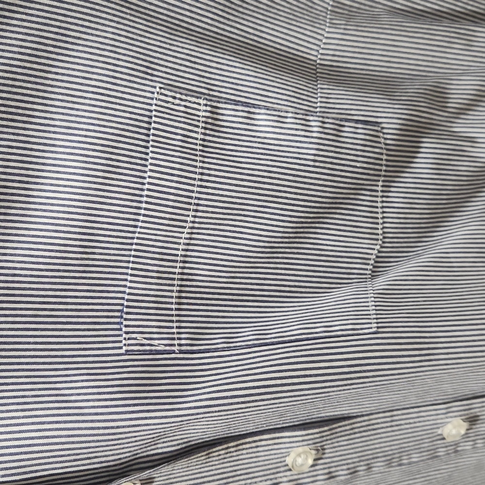 Blue and White striped cotton blend blouse in great condition! Medium - Picture 2 of 7